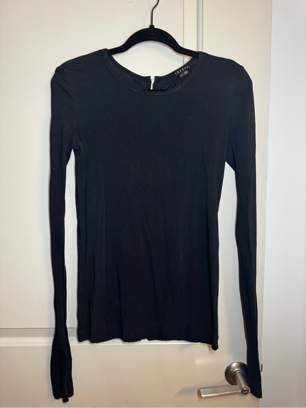 Theory Black Long-Sleeve Crewneck Top